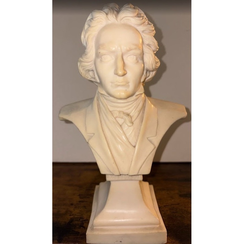 Vintage Ludwig van Beethoven Bust Sculpture Alabaster Style Music Room Decor